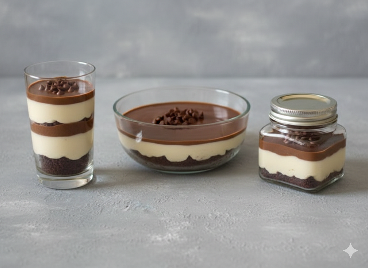 Irresistible Delight with Cream and Chocolate Sauce: Spoonful Dessert