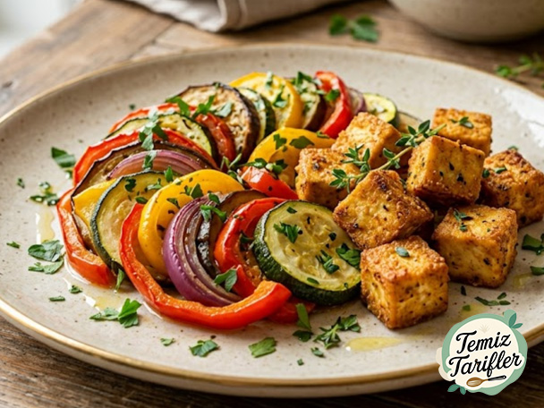 Fırında Levha Tavasında Ratatouille ve Çıtır Tofu Tarifi