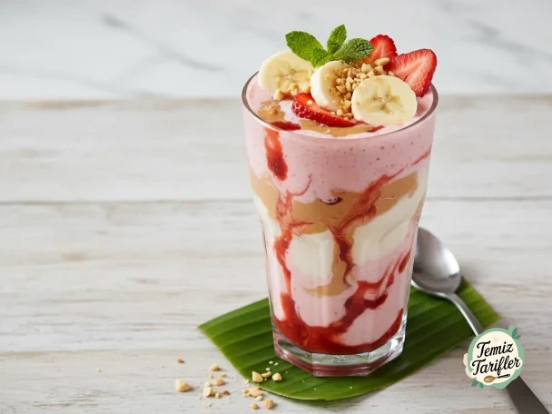Çilekli Muzlu Fıstık Ezmeli Smoothie Tarifi - Kolay ve Lezzetli!