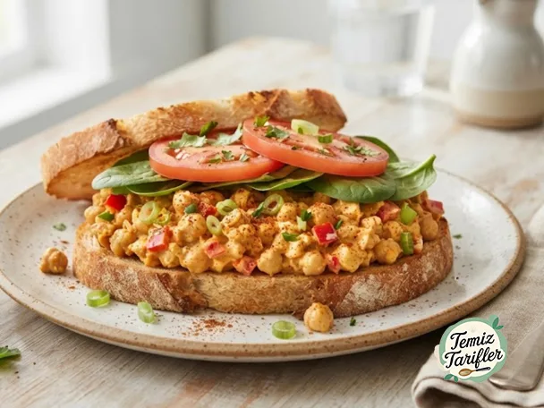Ev Yapımı Cajun Nohutlu Salata Sandviç