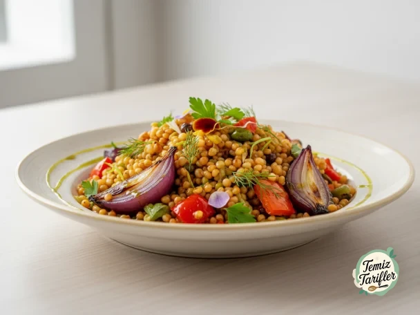 Салат из перлового кускуса с запеченными овощами - Наполненный Вкусом