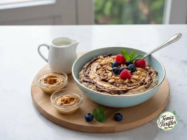 Estrella del desayuno: Avena nocturna con mantequilla de maní y chocolate
