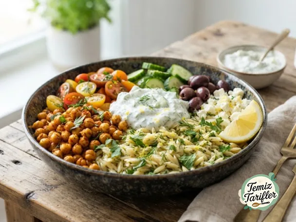 Kaju Tzatziki ve Orzo ile Vegan Yunan Kasesi - Misafir Sofrasının Vazgeçilmezi