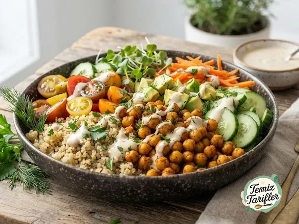 Kavrulmuş Nohutlu Kinoa Kaseleri ve Vegan Ranch Sosu Tarifi - Deneyin!
