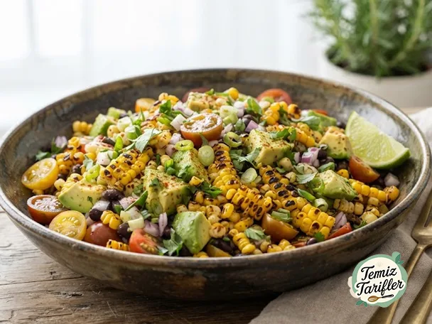 Lezzet Dolu Vegan Izgara Mısır ve Avokado Salatası