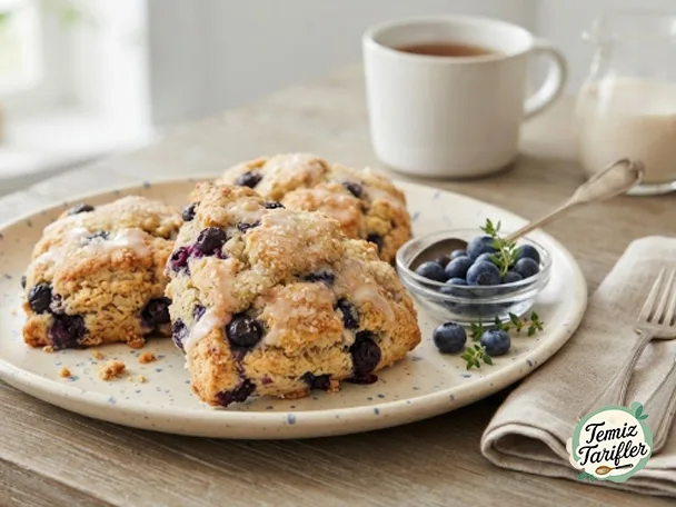 Lezzetli Vegan Yaban Mersinli Scone'lar