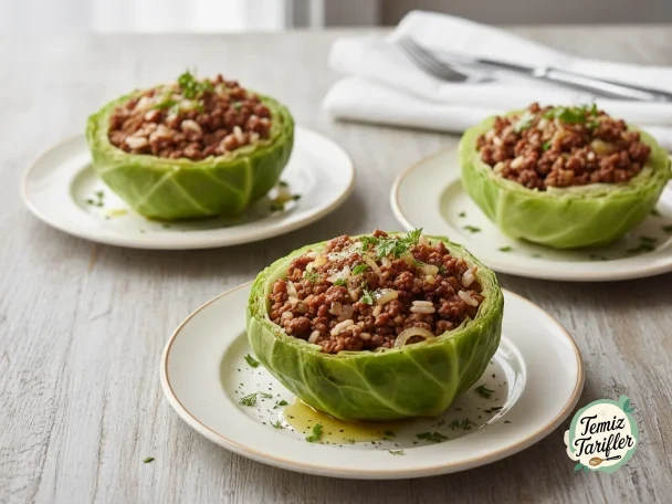Чаши с капустой, фаршем и рисом