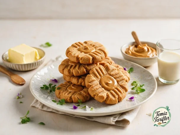 Pratik Vegan Fıstık Ezmeli Çiçek Kurabiyeler Tarifi
