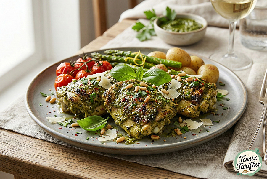 Flavor Festival: Oven-Baked Chicken Thighs with Pesto Sauce