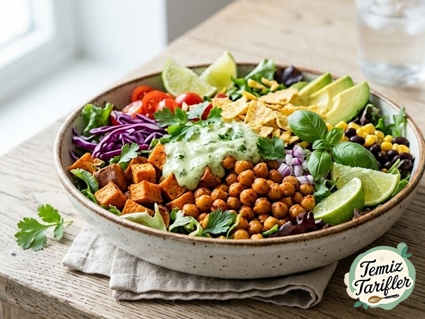 Vegan Sweet Potato Chickpea Taco Salad - Flavor Festival